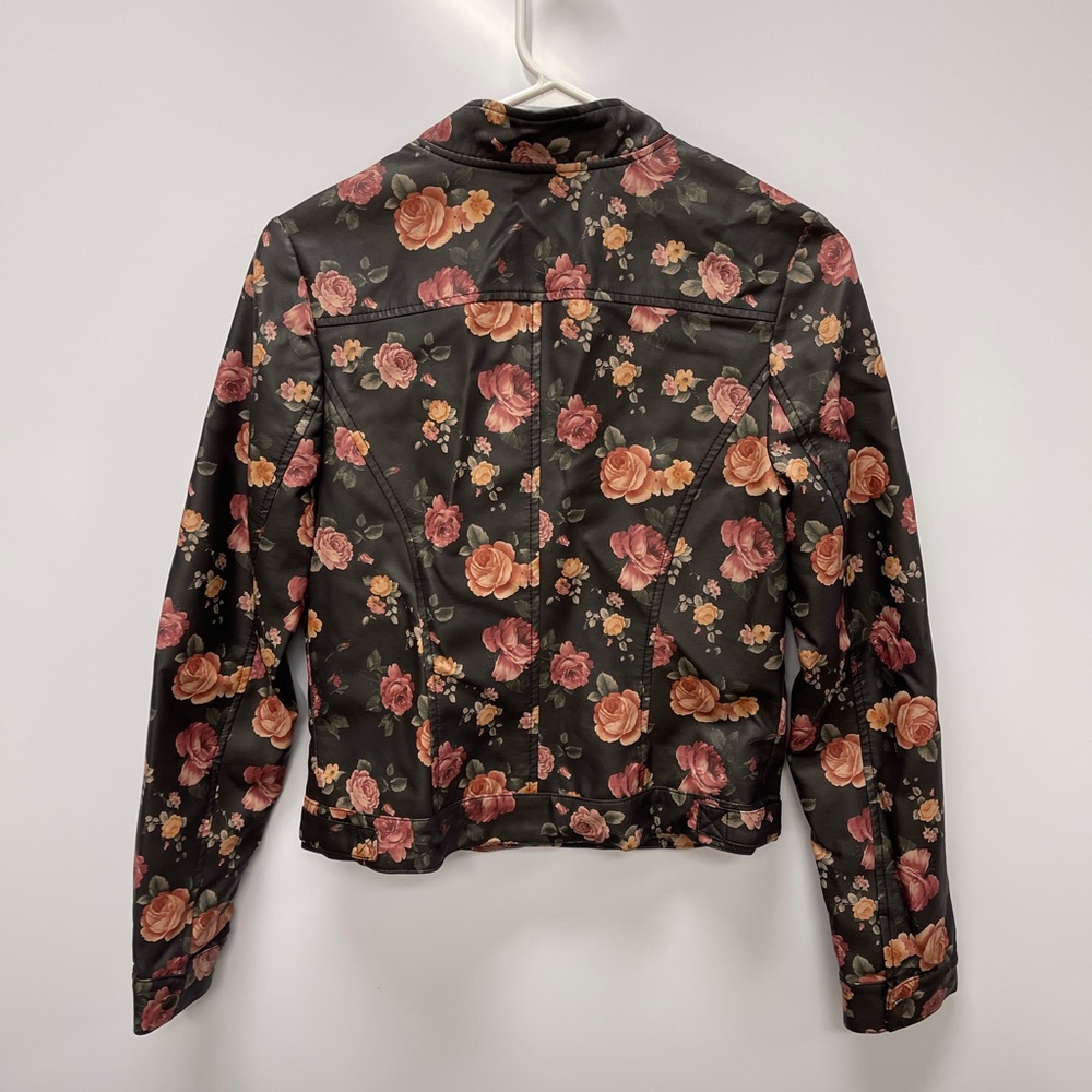 Coffeeshop NY Floral Print Moto Faux Leather‎ Jacket Size M - Picture 8 of 10